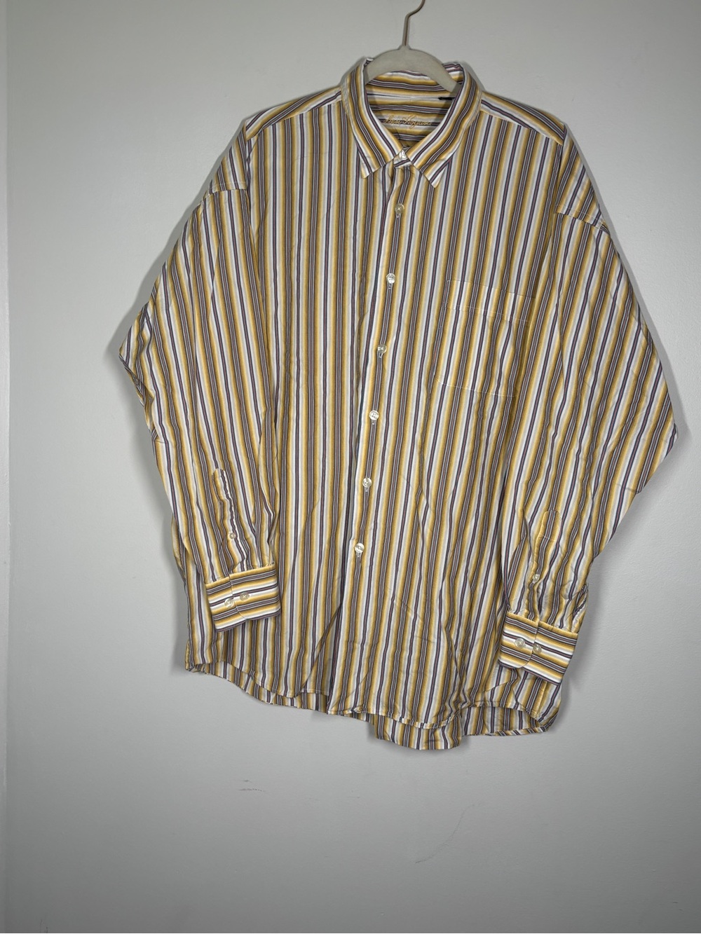 Hogan Yellow and Navy Striped Button-Down Shirt